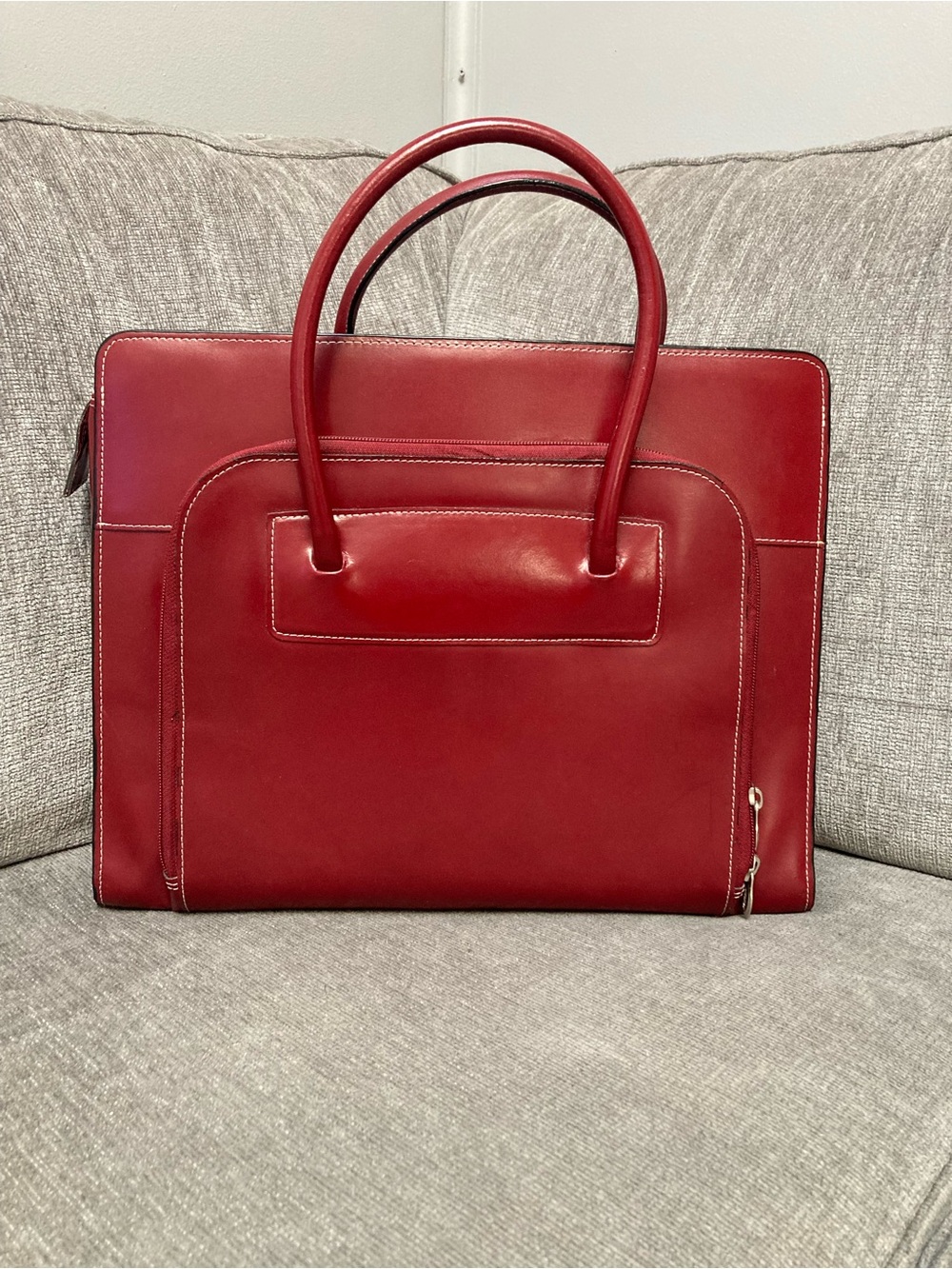 Women's McKlein Burgundy Leather Laptop Tote Bag - Structured Work Bag